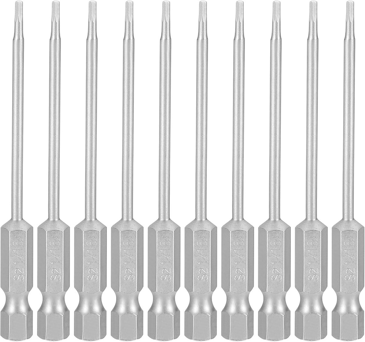 10 stuks zeskantboren 1/16 inch SAE 1/4 inch zeskantschacht 3 inch (75 mm) lengte staal S2 magnetische slagschroevendraaier industriële kwaliteit zeskantboor grijs