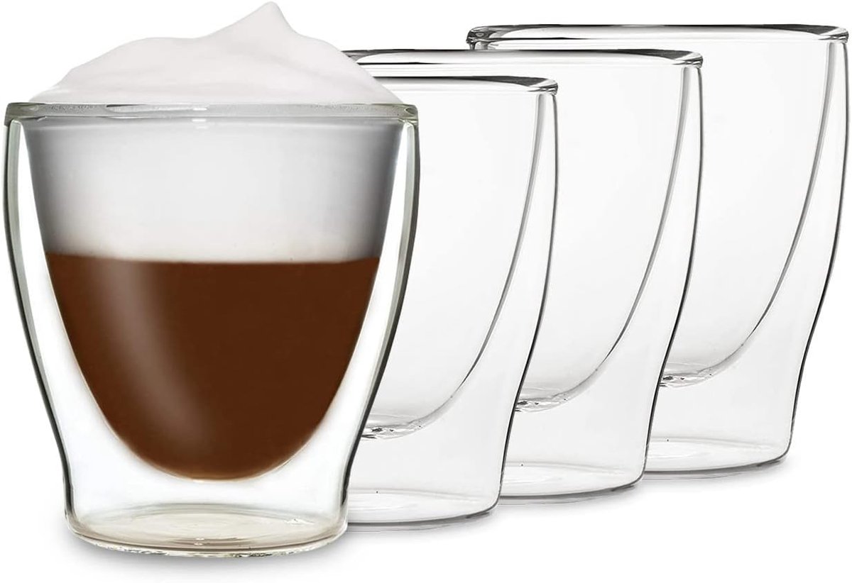 4 X 200ml starterglazen set - dubbelwandige thermoglazen, koffie theeglazen