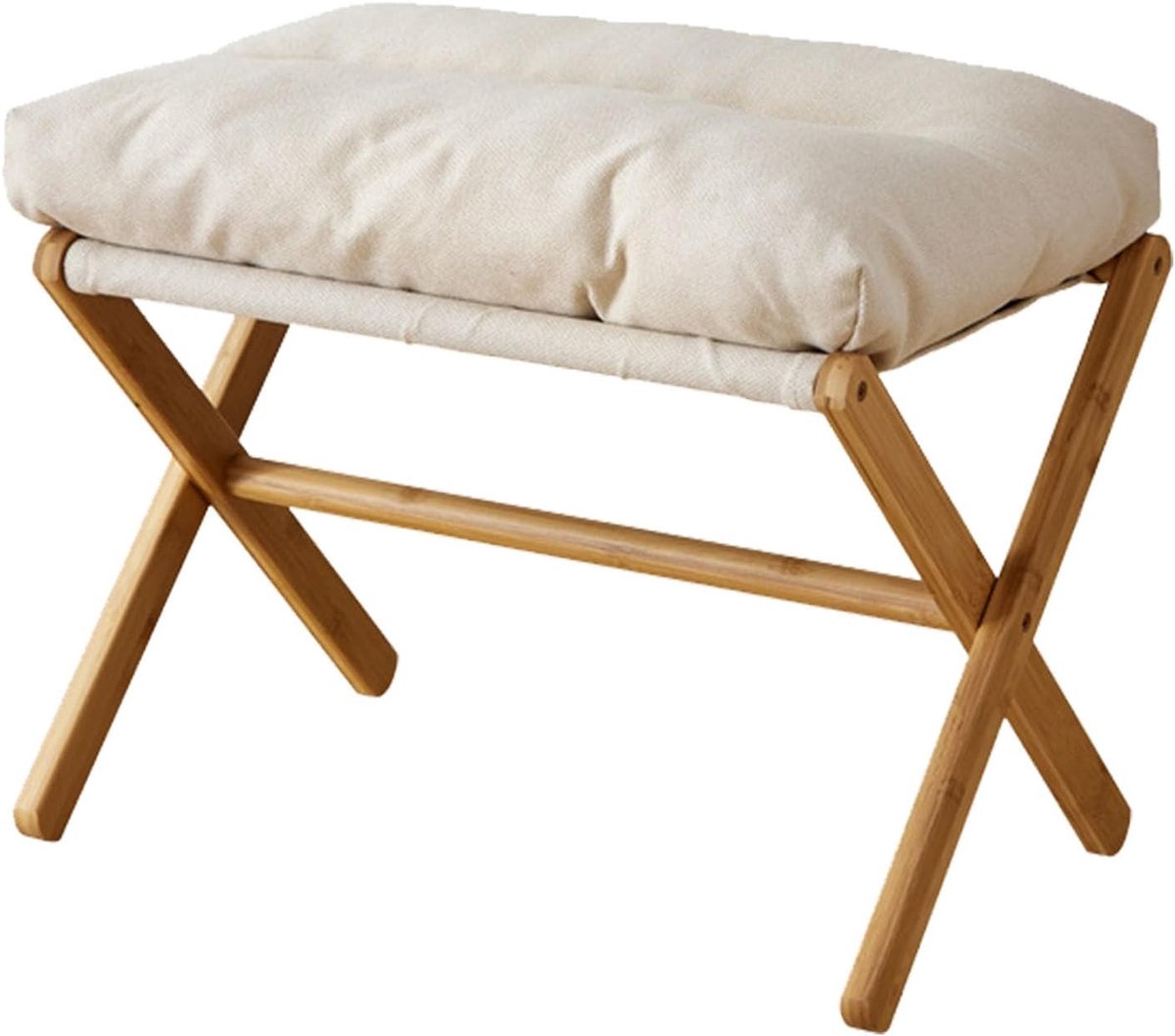 Voetensteun, Opvouwbare X-Benen Kapstok Met Afneembaar Velours Stofkussen voor Woonkamer, Slaapkamer, Entree, Balkon (Beige)