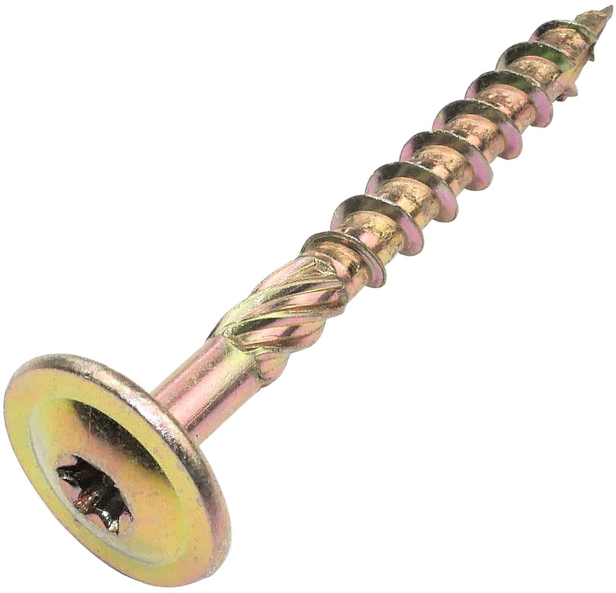 Houtschroeven Ø8 x 80 mm - brede lenskop - steraandrijving ❁40 - messing staal - C48361