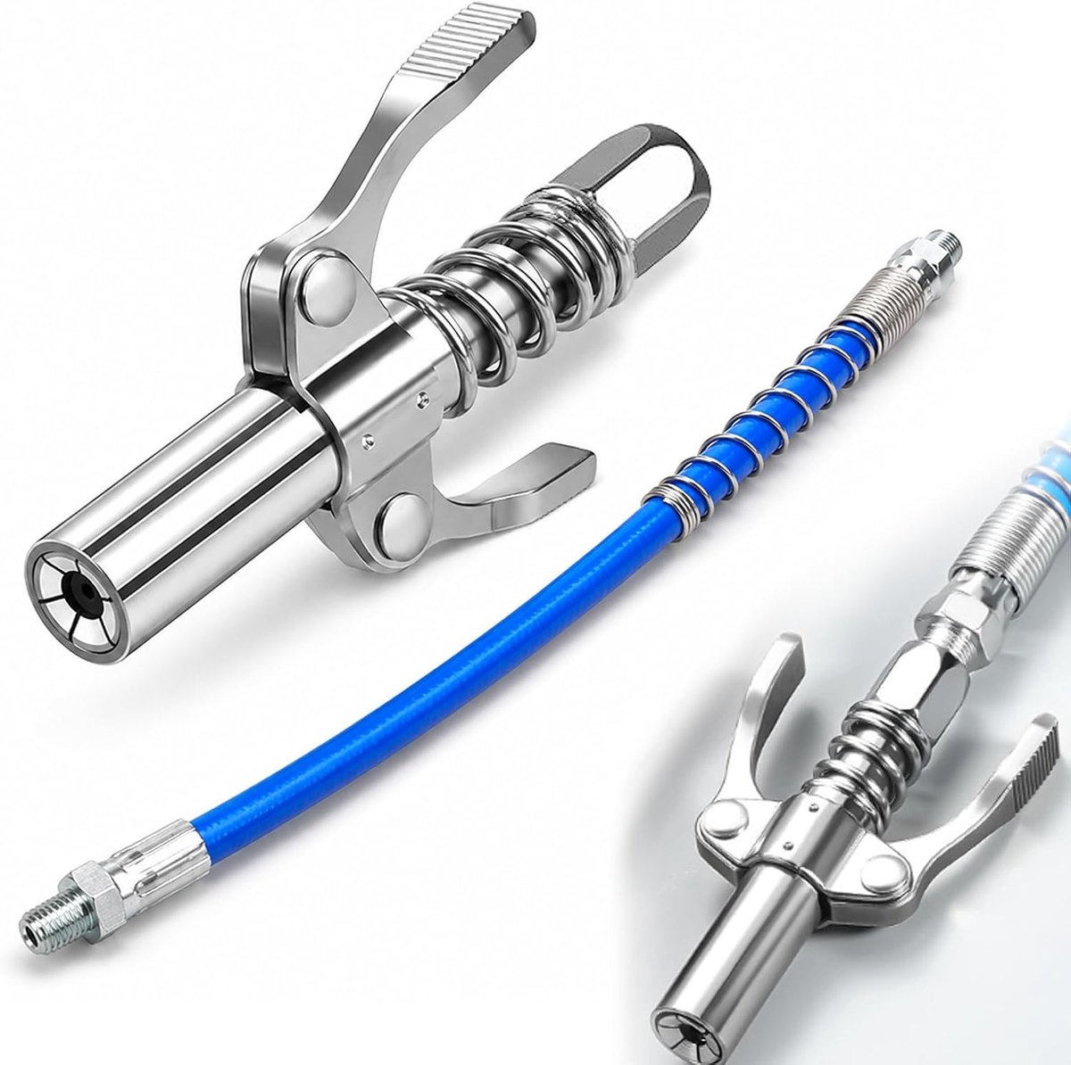 Mondstuk, vetpers voor smeernippel, dubbele handgreep G-koppeling met 30 cm slang, roestvrij stalen mondstuk, vetpers, koppeling, compatibel met M6/M8/M10/M12/M14