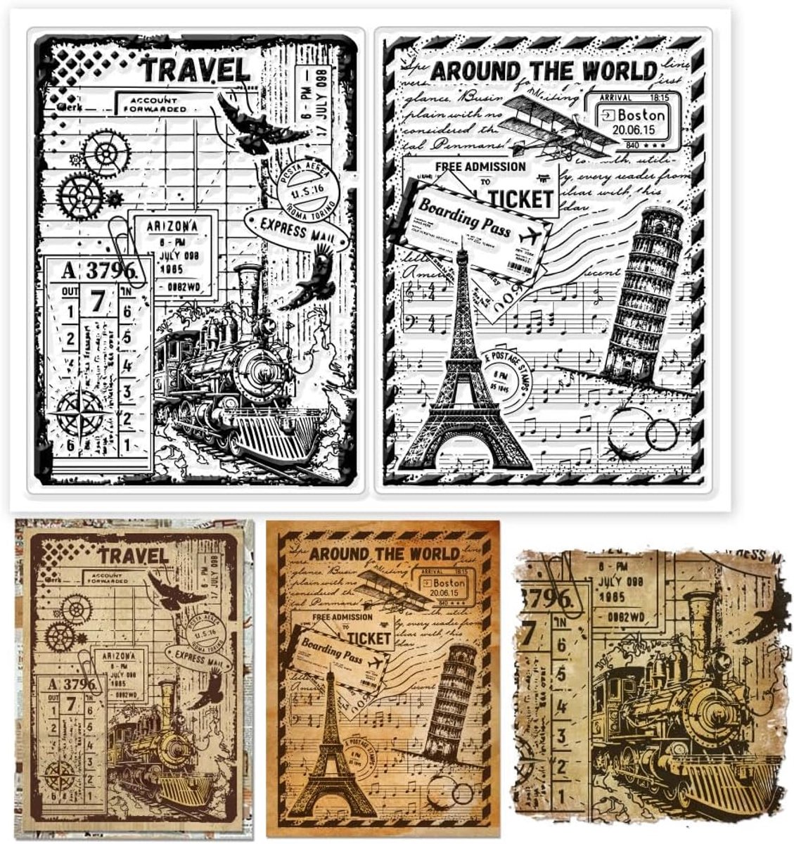Vintage reistickets duidelijke stempels voor doe-het-zelf scrapbooking reizen ansichtkaarten siliconen stempel zegels transparante stempels voor kaarten maken fotoalbum dagboek