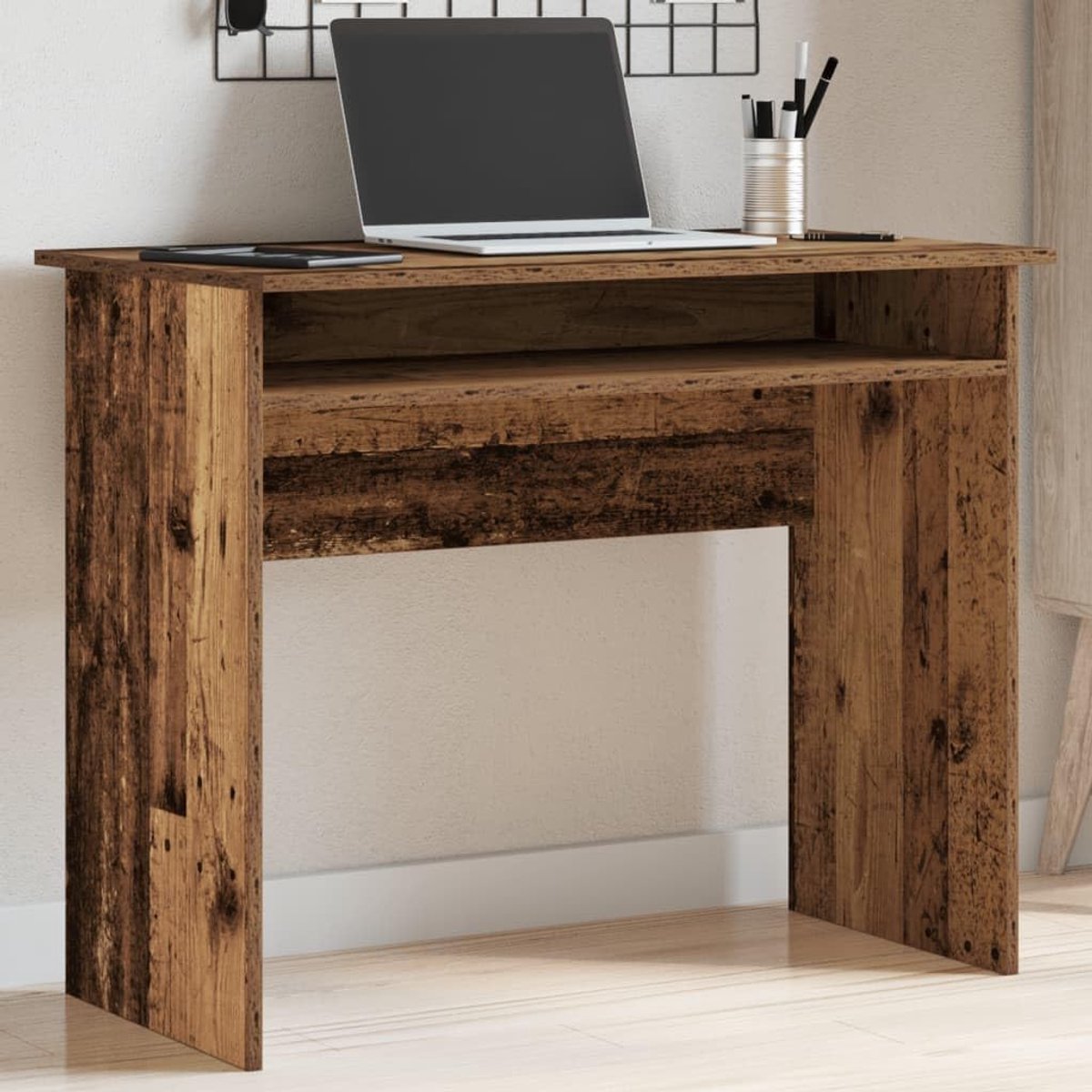 Bureau, computertafel, gamingtafel, pc-tafel, kantoortafel, kantoortafel, oude houtlook, 90 x 50 x 74 cm, houtmateriaal