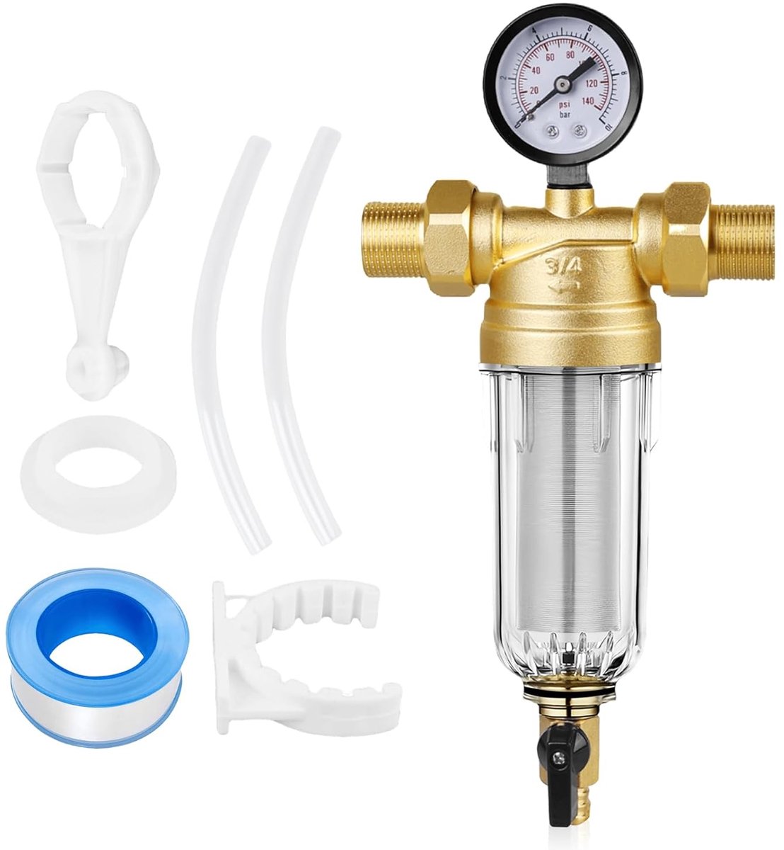 Down Sediment Waterfilter: 1" Roterende Zuiverende Waterfilter Met Manometer, Herbruikbare Spoelwaterfilter, Sediment Waterfilter