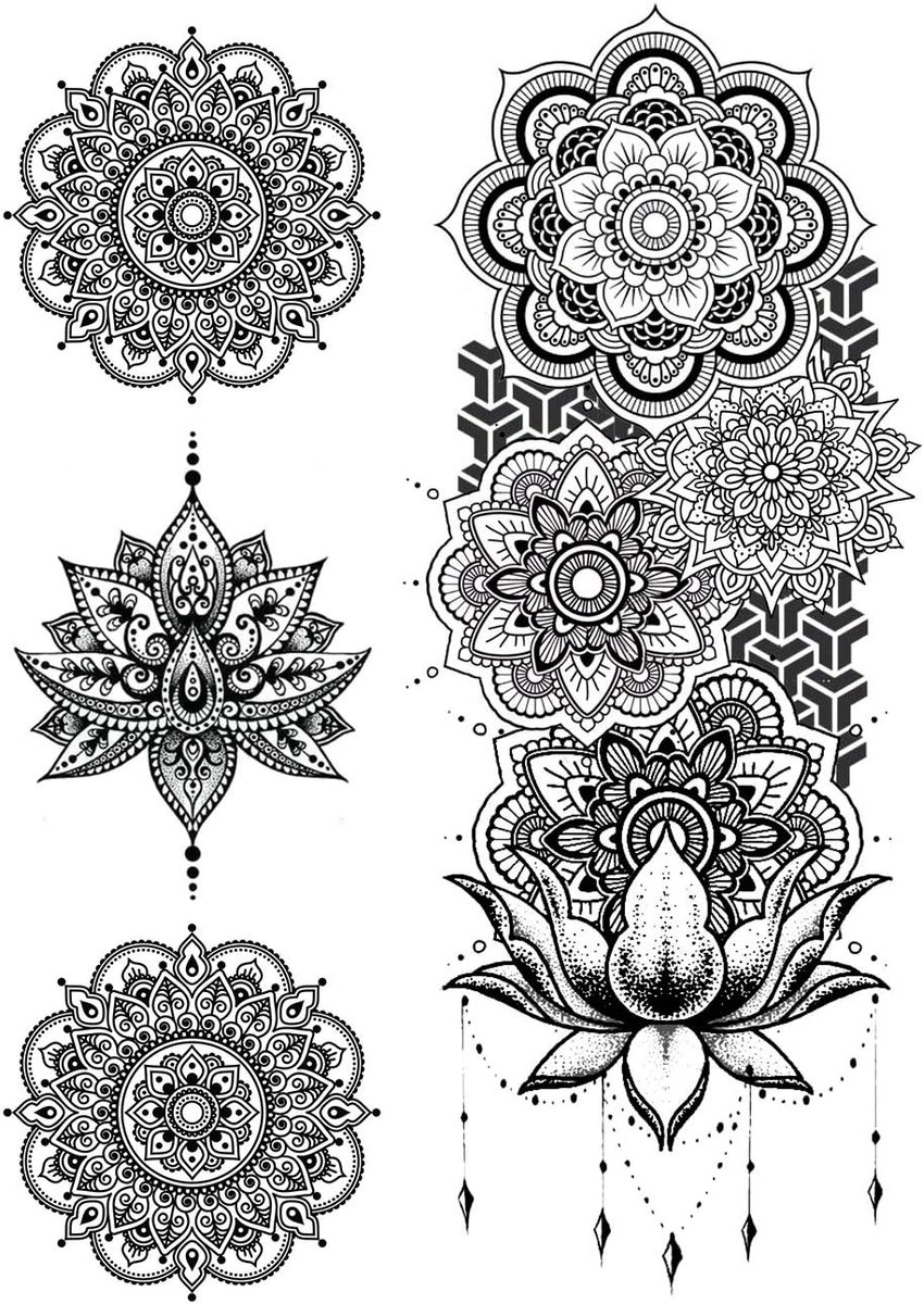 6 vellen veer-tattoo-mandala-tattoo-set Kira 6
