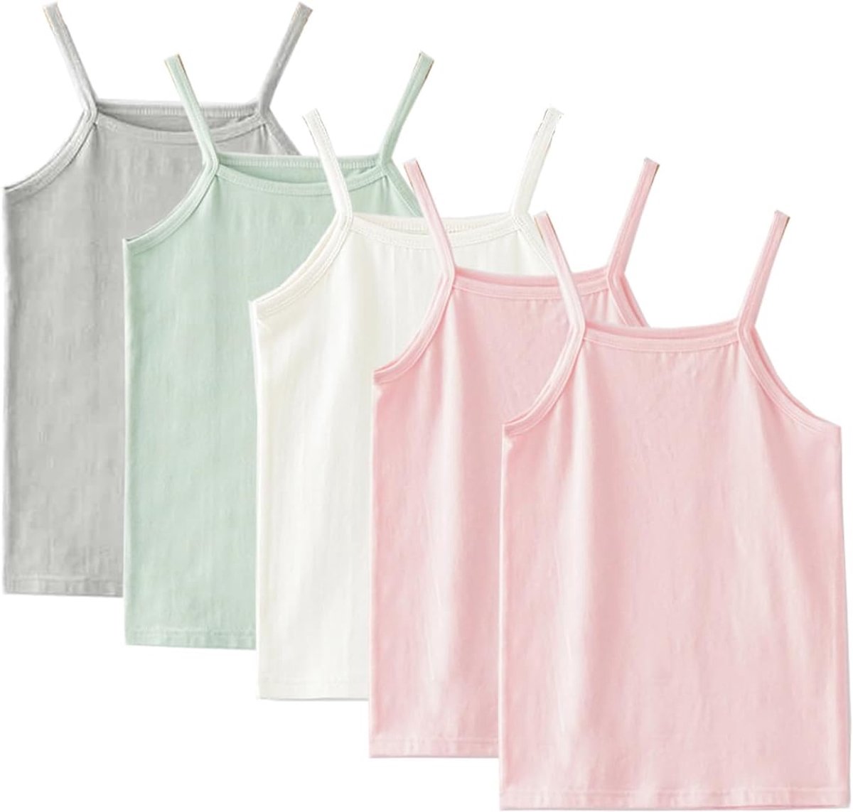 Set van 5 cami-vesten voor meisjes, zachte, mouwloze kinderonderhemden, eenkleurige tanktops voor peuters, racerback-balt, danskleding
