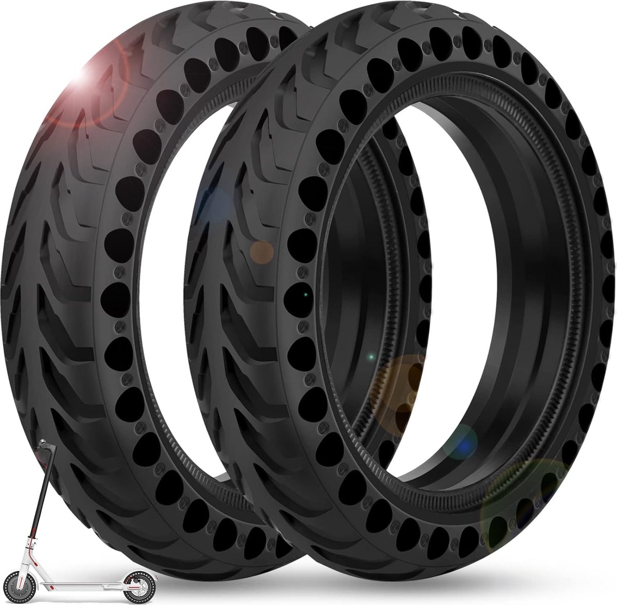 2 STUKS 8 1/2" x2 E Scooter Volle Banden, 8,5 inch Vollgummibanden, 50/75-6.1 Reservebanden voor Xiaomi Pro 2 / M365 / M365 Pro / 1S / 3/3 Lite/Essential (Zwart, Geen Gereedschap)