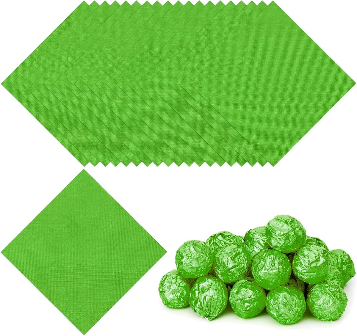 Folie Snoepwikkels 15 x 15 cm, 100 stuks vierkant fijn rooster aluminiumfolie snoep inpakpapier voor doe-het-zelf chocolade snoepjes verpakking decoratie, groen