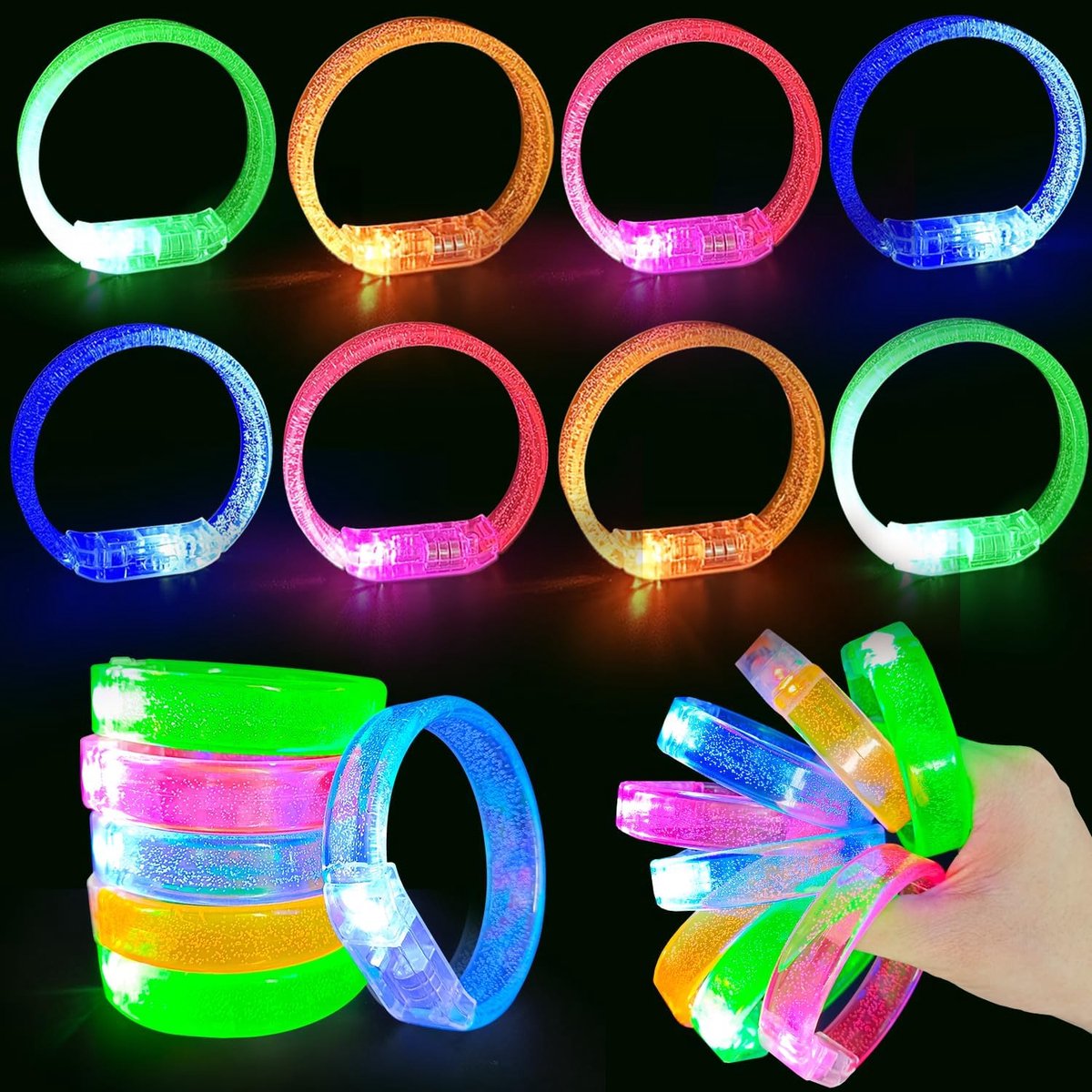 Led-lichtarmbanden 8 stuks - knipperend - feestaccessoires - leuk voor in het donker - SnelShoppen