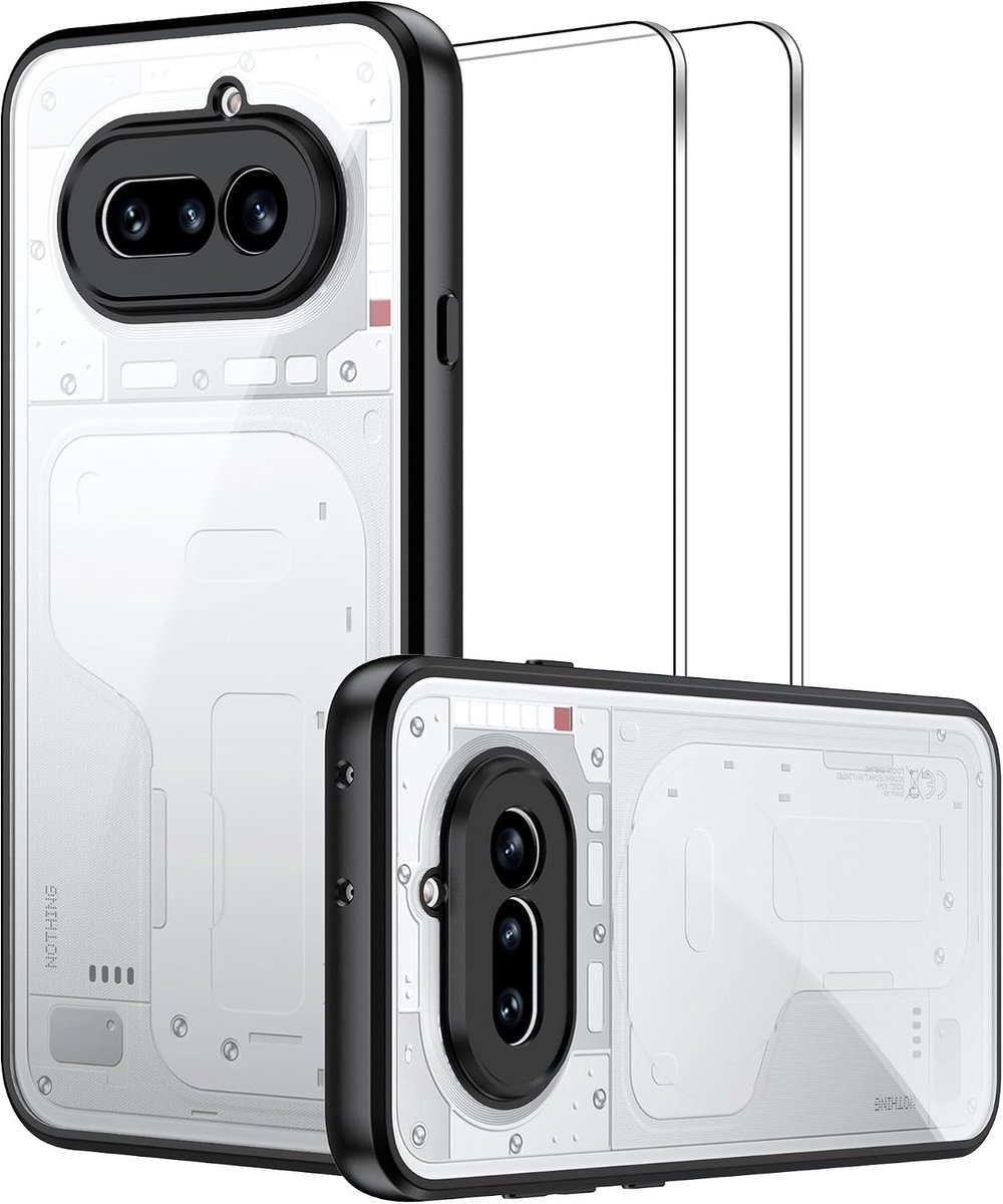 Hoesje voor Nothing Phone 4a case + [2 Stuks] Film voor Nothing Phone 4a Screen Protector Volledige Dekking Gehard Glas Film
