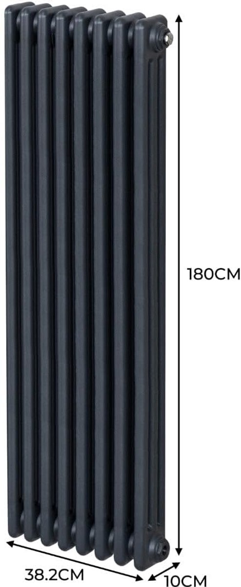 Verticale radiator 1800 x 382mm - carbon staal - hoge warmteafgifte - perfect voor keuken en woonkamer - SnelShoppen