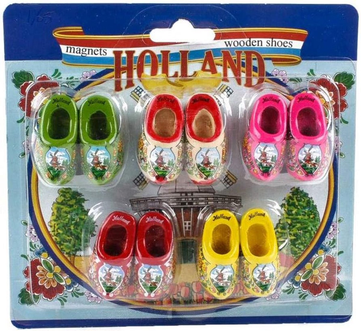 Magneten koelkast 5 stuks - Houten klompen - Echte houten souvenirs - Leuk voor in de keuken - SnelShoppen