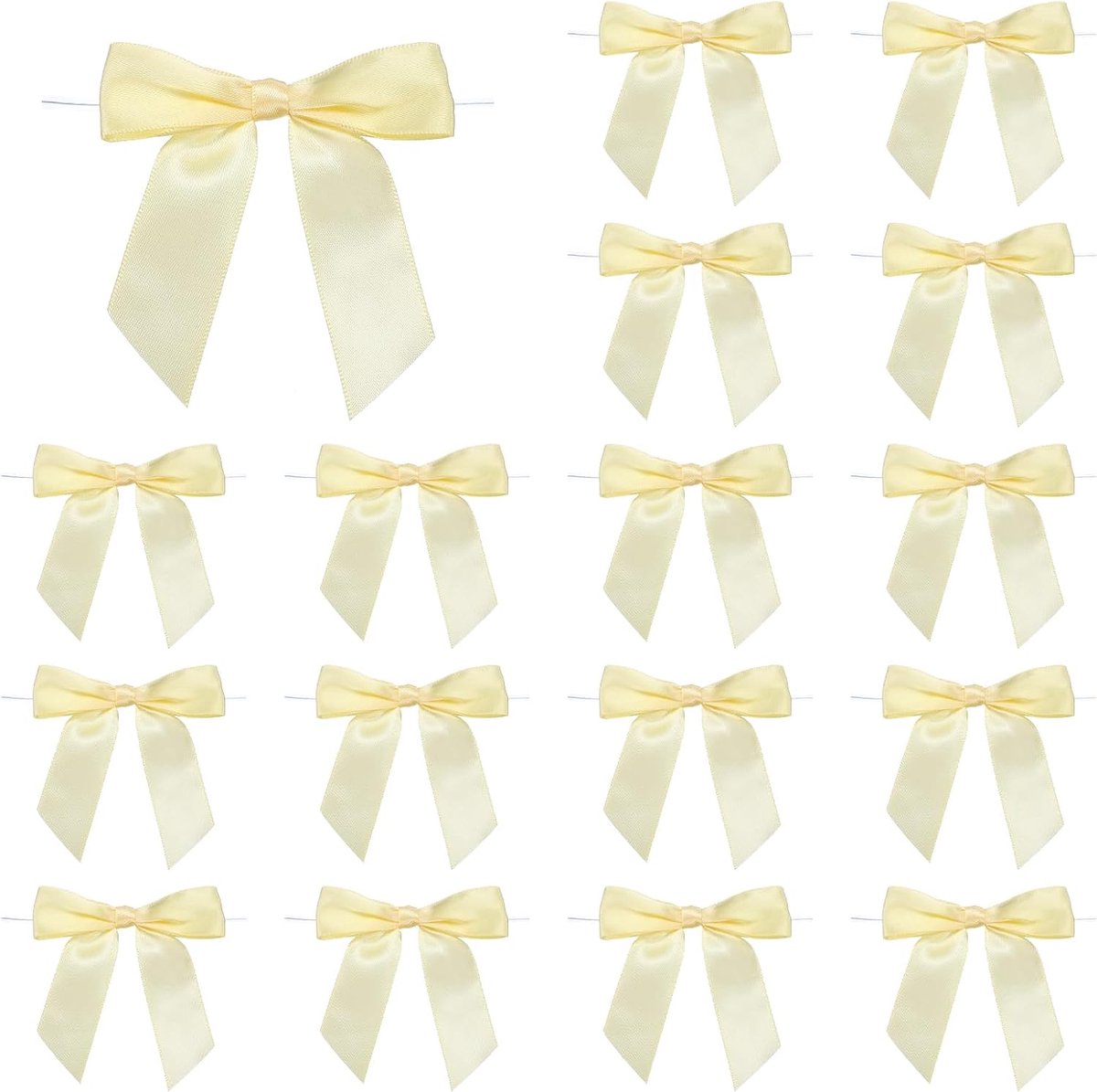 50 stuks voorgebonden linten, satijnen linten, strikken, 9 cm draaisluitingen, cadeaustrikken voor knutselwerk, doe-het-zelf, snoepzakjes, Kerstmis, bruiloft, decoratie, party