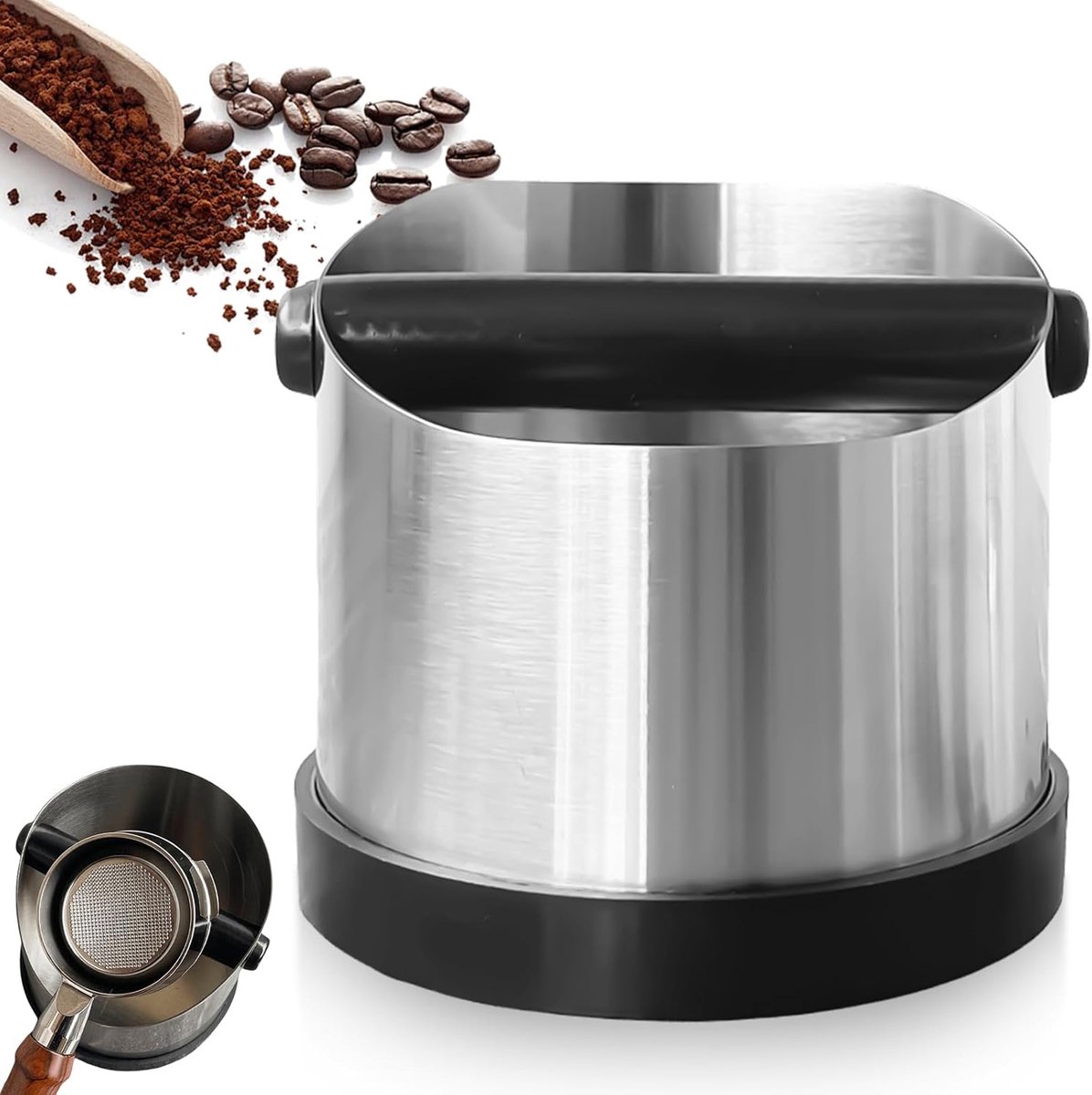 Afklopbak voor zeefdragers, roestvrijstalen Knock Box, koffiedik afklopbak Afklopbox zeefdrager voor koffiedik, afklopbak voor zeefdragers, zeefdragermachine accessoires (700ML)