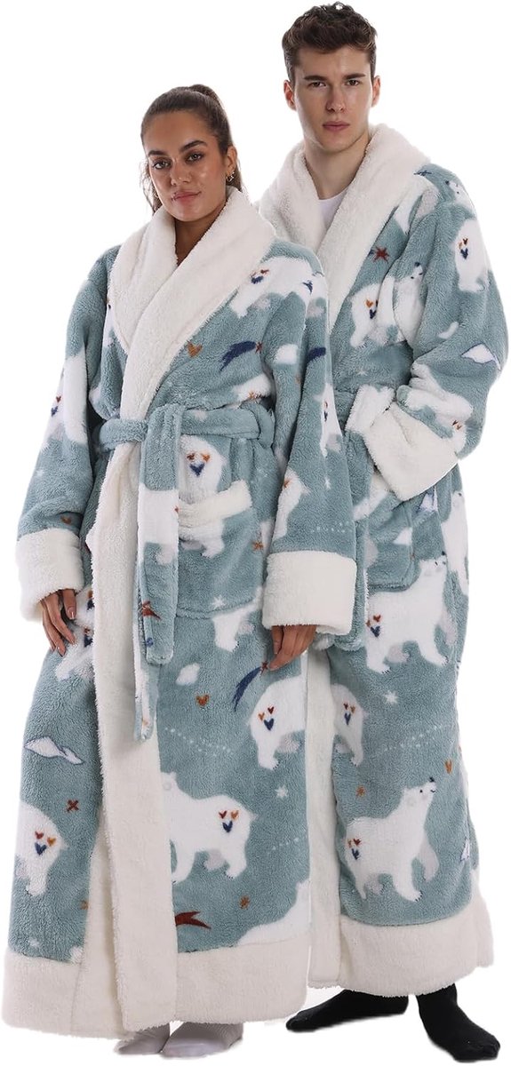 Badjas Super Zachte Flanel - Knusse Ochtendjas voor Sauna & Thuis | Universele Maat Dames Heren | Snel Droogend met Gevarieerde Designs