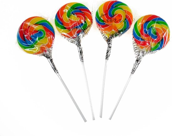 Kleurrijke lollies met zoete smaak - 30 gram - 18 stuks - regenboogspiraal — afbeelding 2