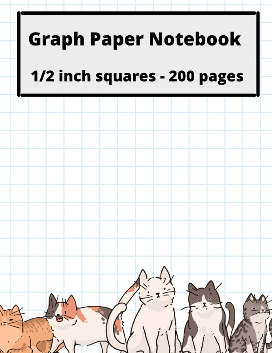 Paper Notebook: 1/2 inch squares - 200 pages, double-sided, non-perforated, perfect binding, 8.5" x 11" .