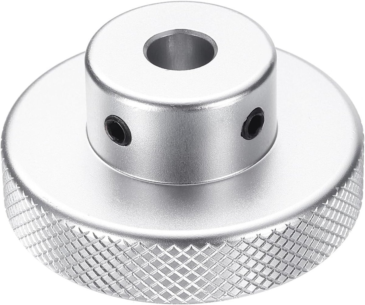 Aluminiumlegering handwiel 50 mm OD 9 mm boring aluminium freesmachine handvat machieedschap handwiel met sleutel en 2 stuks schroeven voor freesmachine draaimachine, zilverkleurig