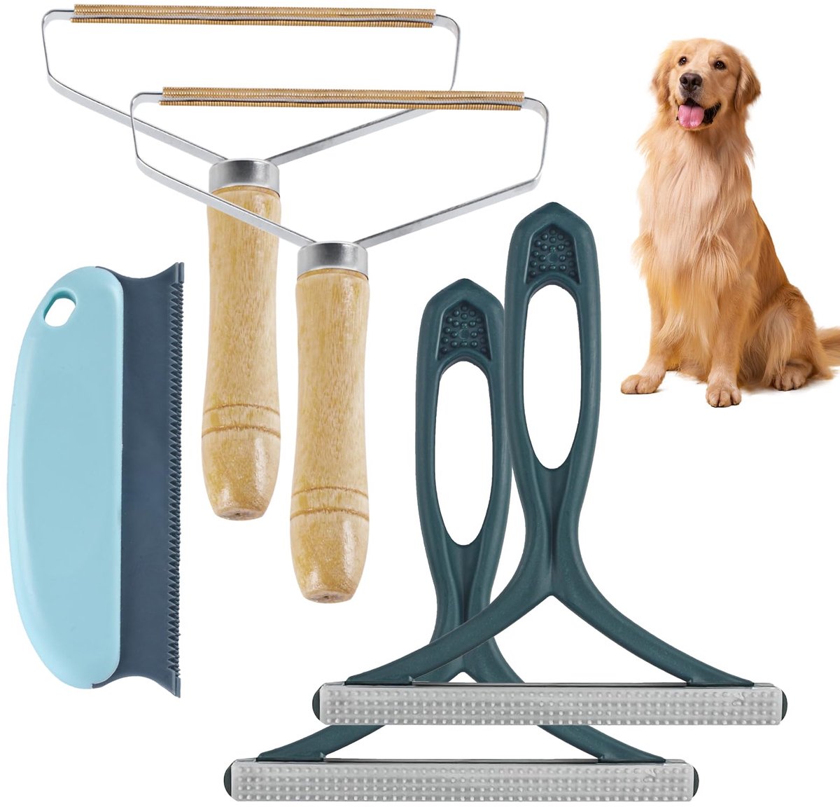 5-delige Pluizenverwijderaar Set - Herbruikbare Pluizenborstel - Harenverwijderaar voor Katten- en Hondenhaar - Kledingborstel voor Kleding, Bank, Tapijt & Stoffen
