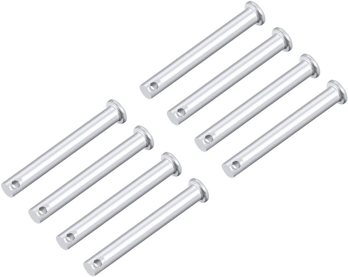 Sourcing map 8 stuks vorkkop vorkbouten platte kop enkele gat, van verzinkt massief staal, 8 mm x 80 mm