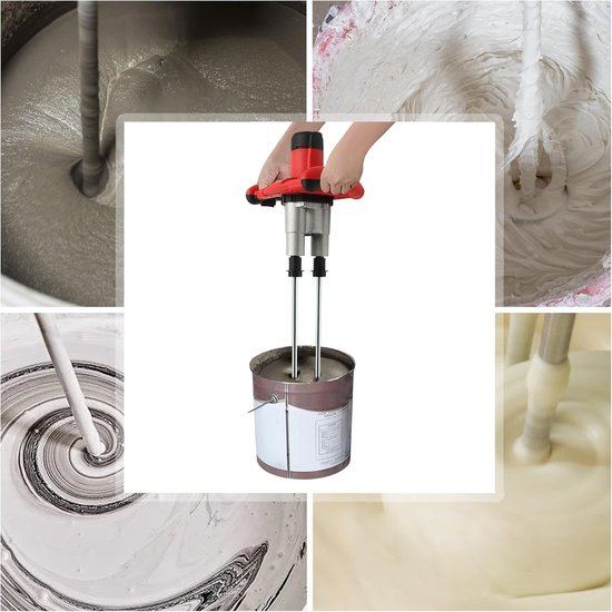 Dubbele Staaf Mixer - Mortel Mixer - Materiaal Mengen - 6 Snelheden Instelbaar - 1800 W - Rood — afbeelding 4