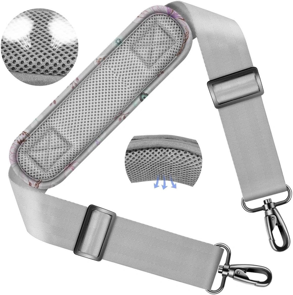 58" Universele Schouderriem met Ultradikke Vaste Gewatteerde en Dubbele Balansgespen voor Aktetas, Reistas, Sporttassen, Laptoptas, Crossbody-tas enz,Vlinder