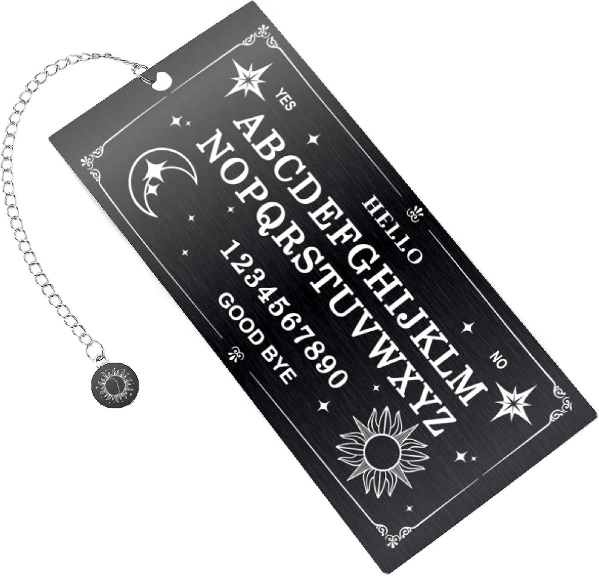 Metalen bladwijzer roestvrij staal rechthoek tarot stijl ster maan zon letter nummer hallo vaarwel ketting charme mysterieuze fantastische boek markers voor cadeau boekenwurm verjaardag