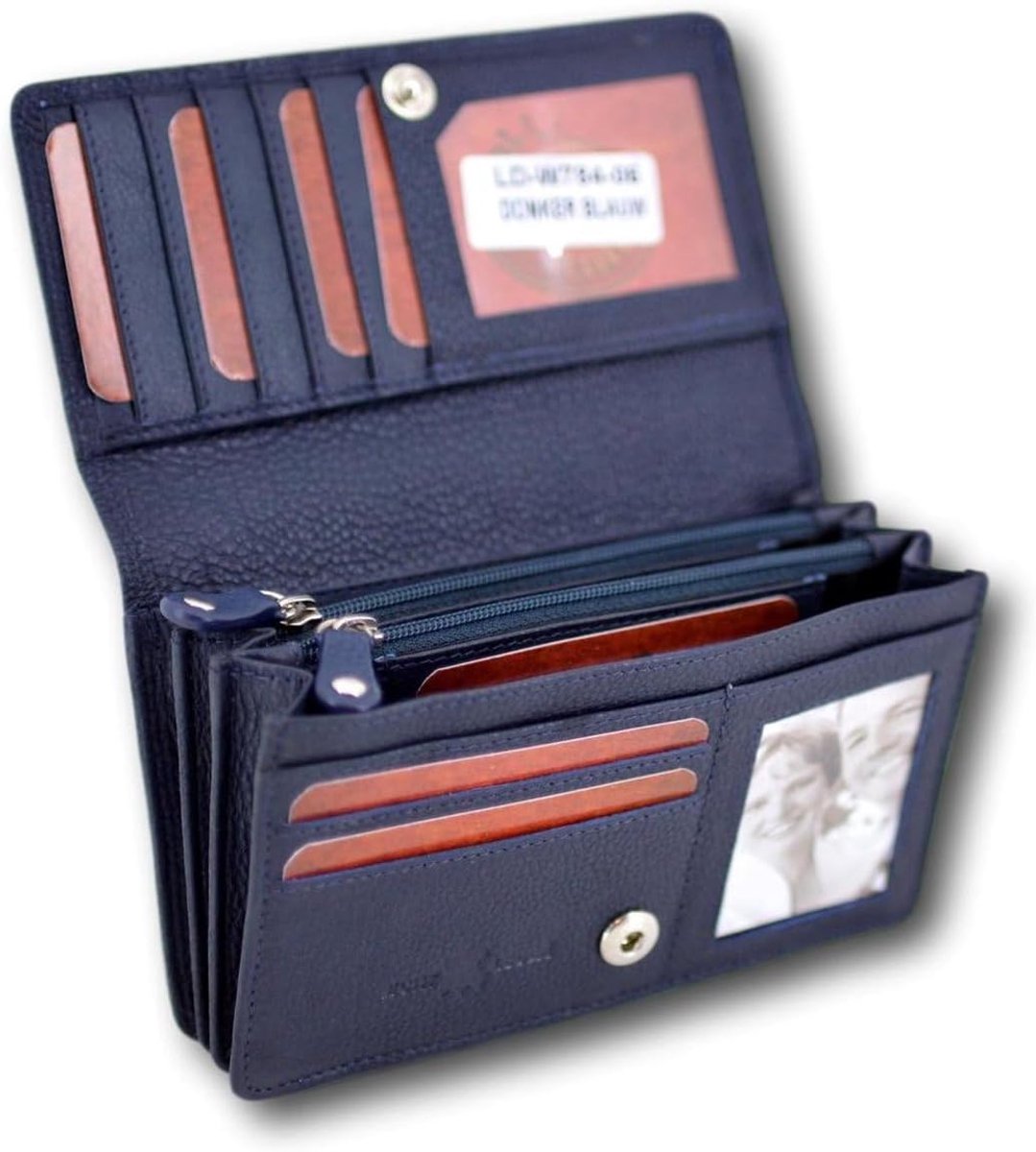 Portemonnee dames - Wrap - Leer - Donkerblauw - Handgemaakt - SnelShoppen