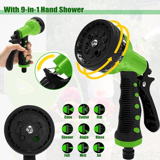 Trommel, 20 m, slanghaspel met 2 m inlaatslang, houder, handdouche en kraanverbinding, 180 graden draaibare slanghaspel met automatische vergrendelingsstop, outdoor, wandslangbox — afbeelding 4