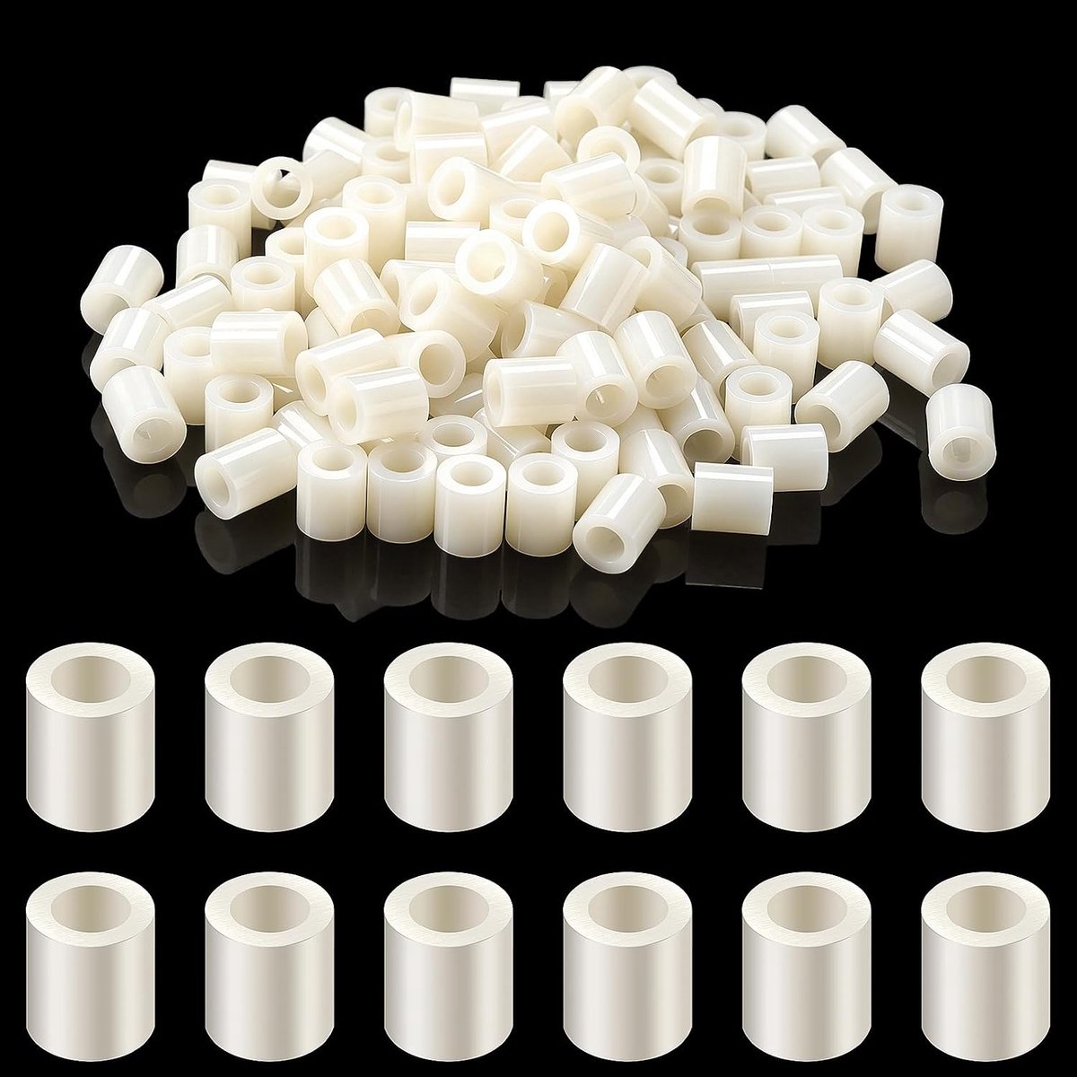 130 Stuks M5x9x10 mm ABS Ronde Afstandhouders, Afstandhouders Zonder Schroefdraad, voor M5 Schroeven, Wit