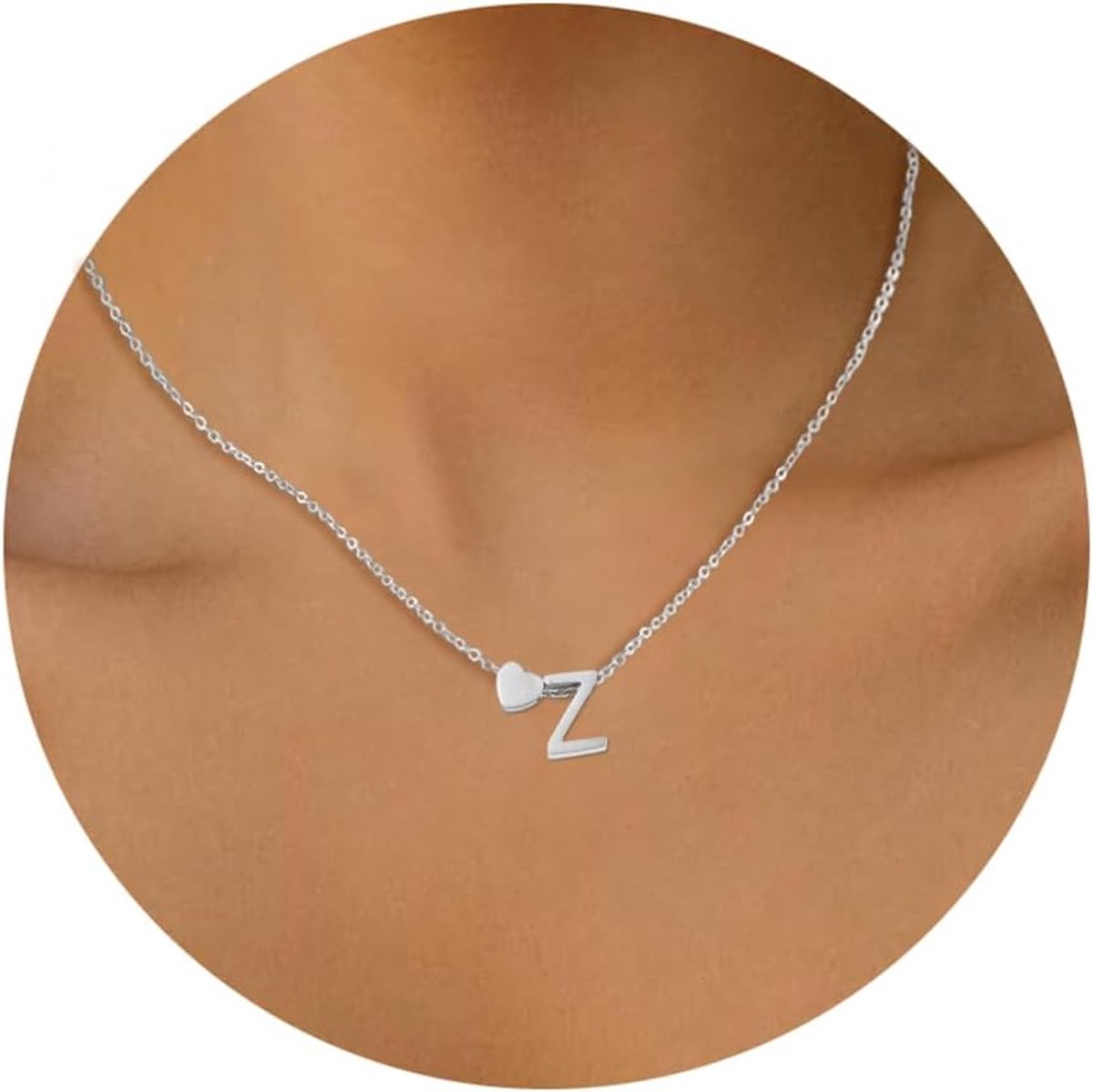 stalen letterhanger met monogram hart voor dames, goud en zilver, met karabijnsluiting, klassieke hartketting om cadeau te geven, Roestvrij staal