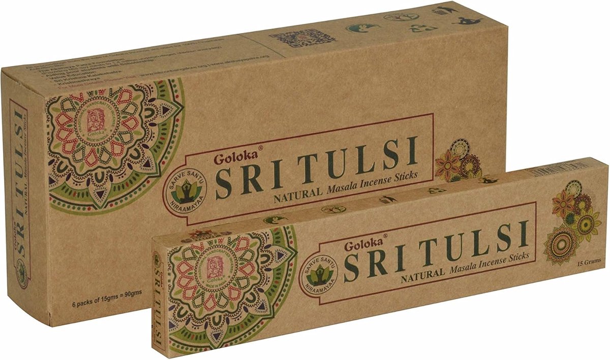 Wierookstokjes - Goloka Organika serie - Sri tulsi - Handgemaakt en eco-vriendelijk - Creëer een rustgevende sfeer - ShopVlot