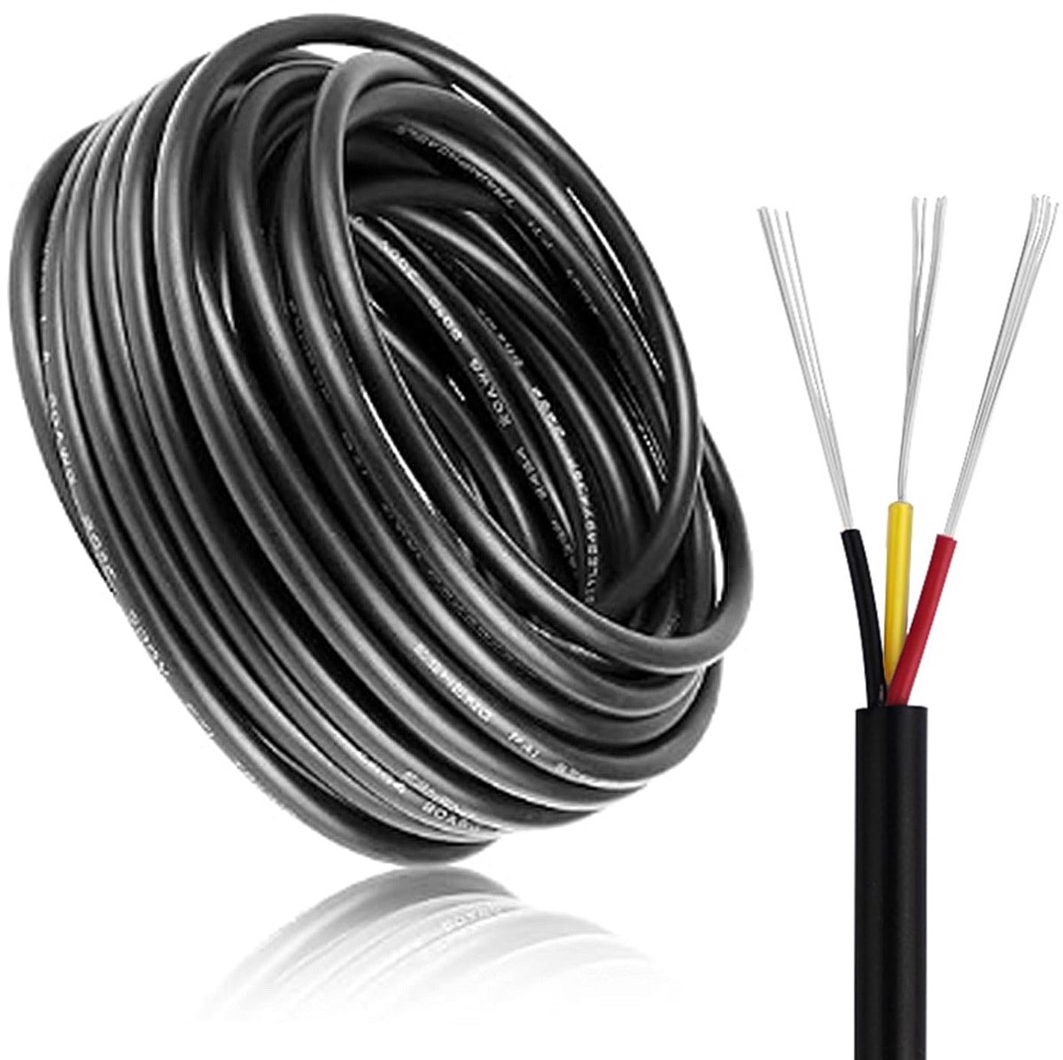 Ground Kabel 10 Meter - 22 AWG NYM 3-Draad Platte Stroomkabel - 300V Zwart - ShopVlot