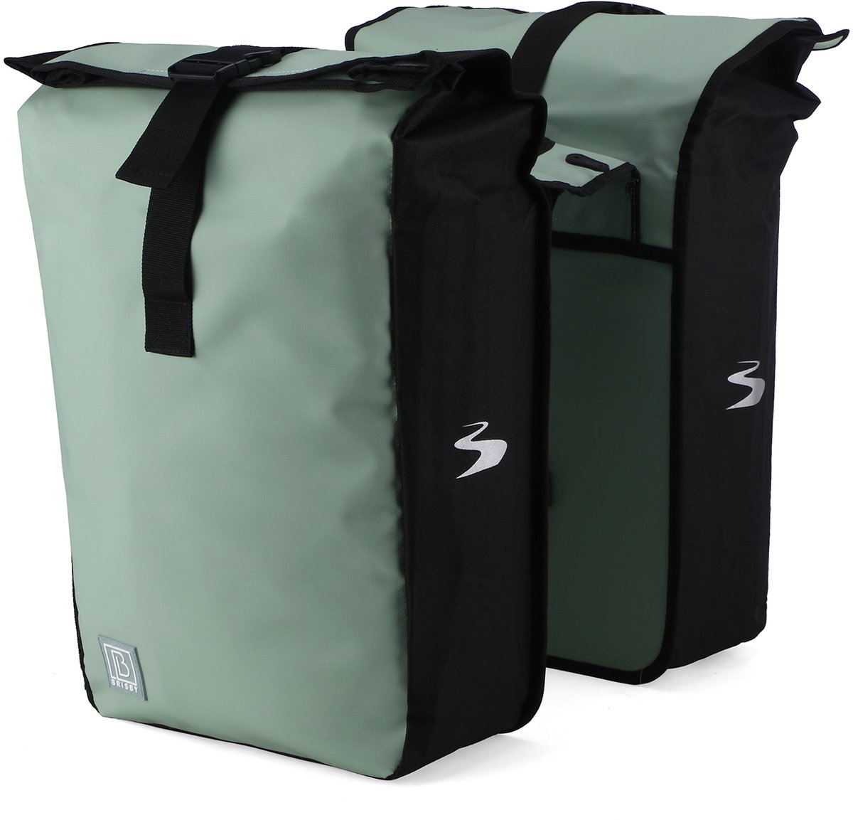 Brisby Dubbele Fietstas Rolltop Zwart 39-48L Waterdicht Geschikt voor Elektrische Fietsen & E-Bike - Groen