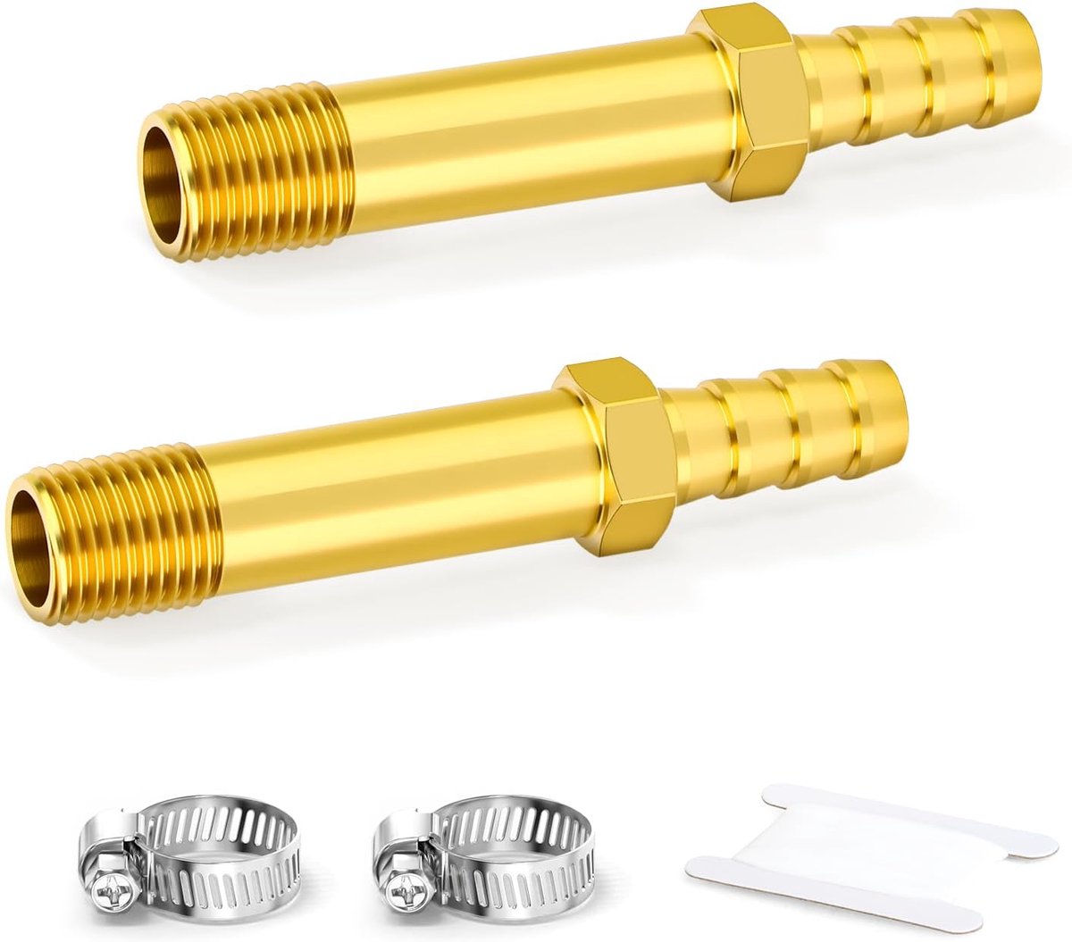 Messing verlengde slangpilaar fitting 1/4" BSP - 10mm aansluiting - 100mm lengte - ShopVlot