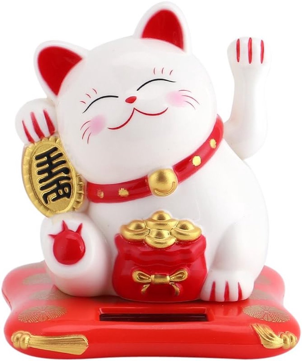 Waving Cat - Schattige Gelukswiegende Kat - Solar Powered - Voor Thuis en Auto Decoratie - ShopVlot