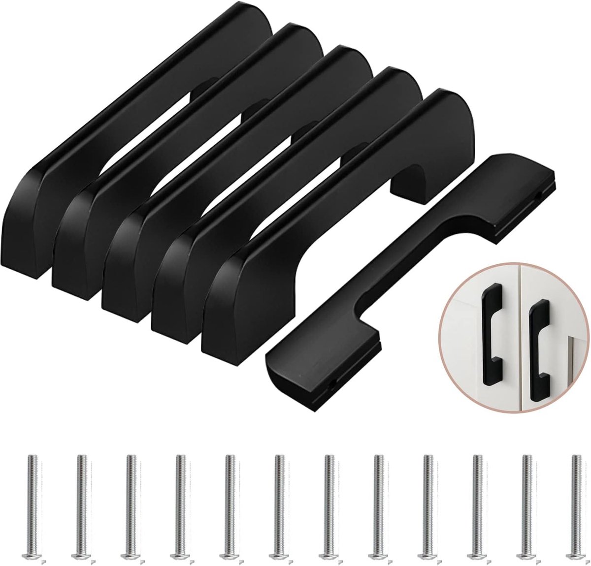 Keukenhandgrepen 96mm - Zwart Aluminium Legering - Duurzaam en Roestbestendig - Perfect voor Meubels - ShopVlot