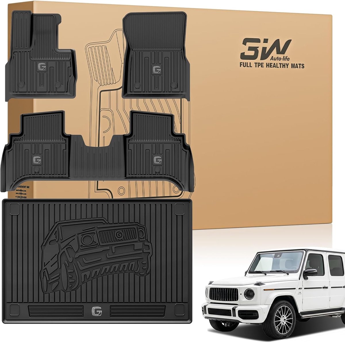 Vloermatten Kofferbak Bedekking - TPE All Weather - Perfecte Pasvorm voor Mercedes-Benz G Klasse 2019-2024 - ShopVlot