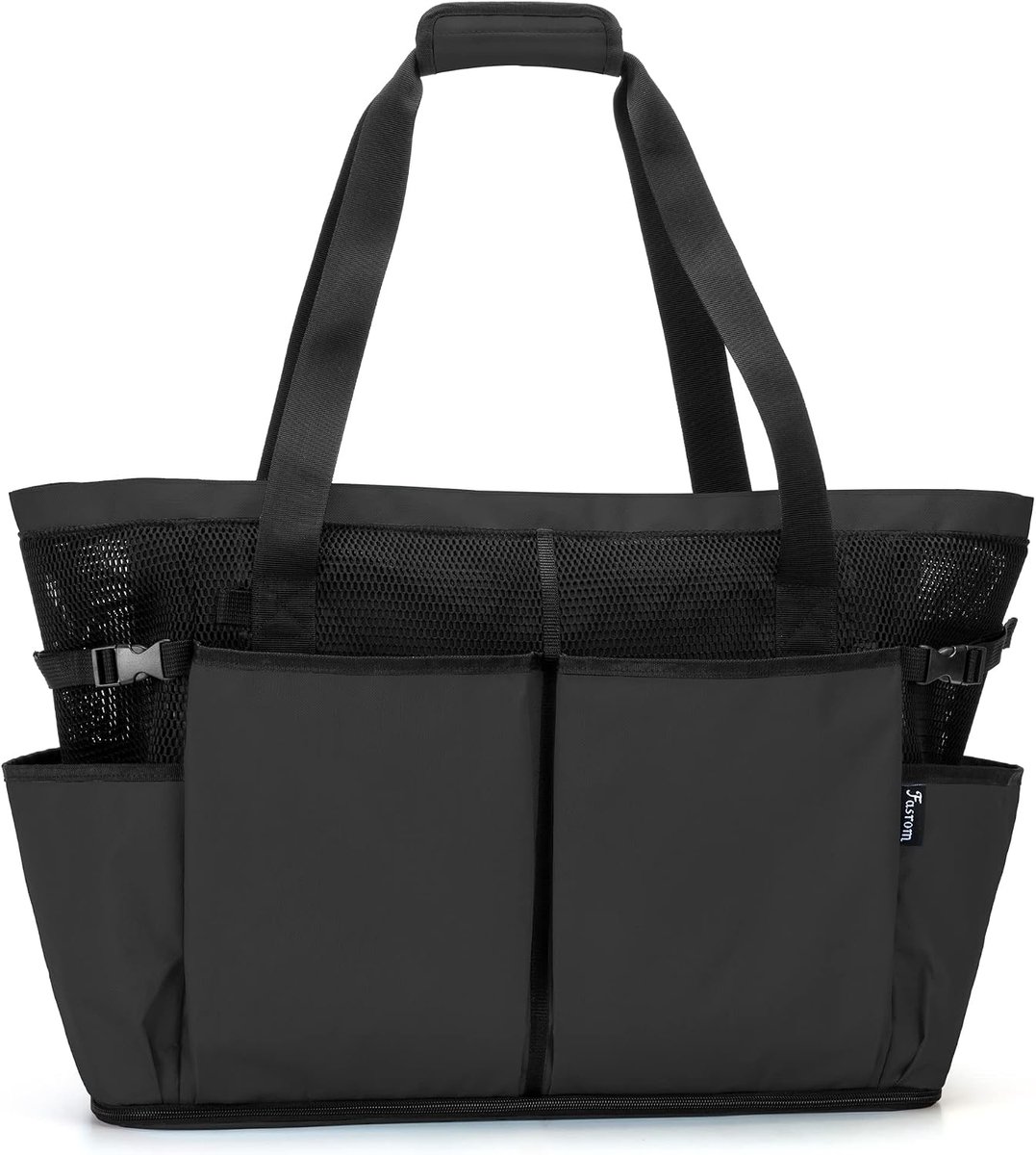 Strandtas Extra Groot met Ritssluiting - Zwart - Ruime Hoofdvak - Perfect voor Strand of Zwembad - ShopVlot