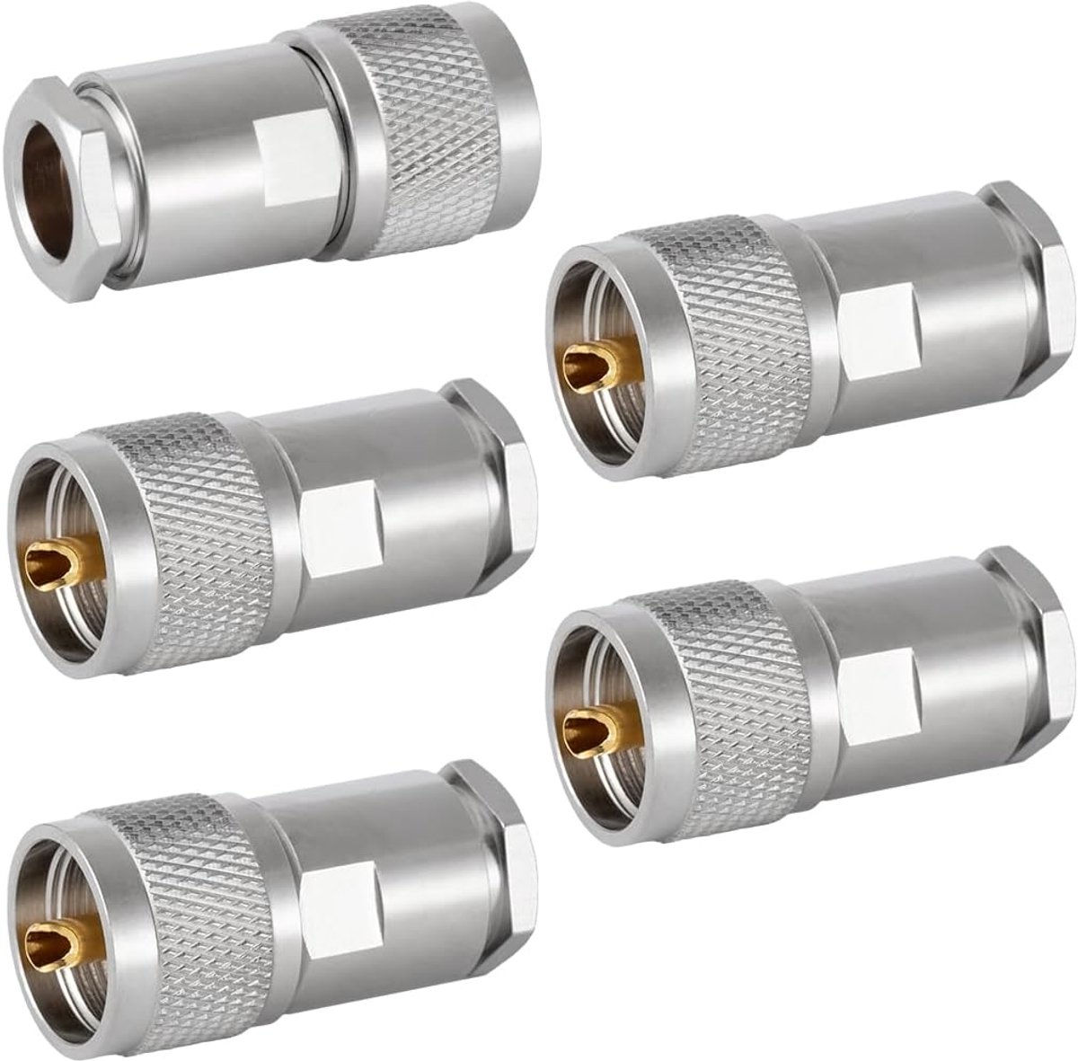 PL-259 UHF Male Connector Set - 50 Ohm - 5 Stuks - Geschikt voor RG-213 en VLMR400 - ShopVlot