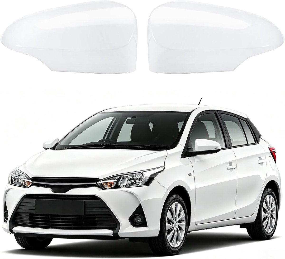 Auto spiegelkappen 1 paar - Glanzend wit - Links en rechts - Perfecte pasvorm voor Yaris 2012–2019 - ShopVlot