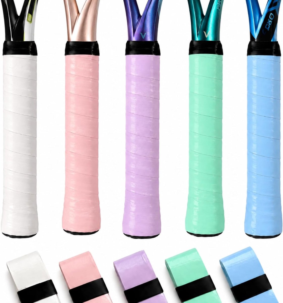 Tennis gripband vervanging - 5 stuks zelfklevend - antislip in diverse kleuren - ideaal voor rackets - ShopVlot