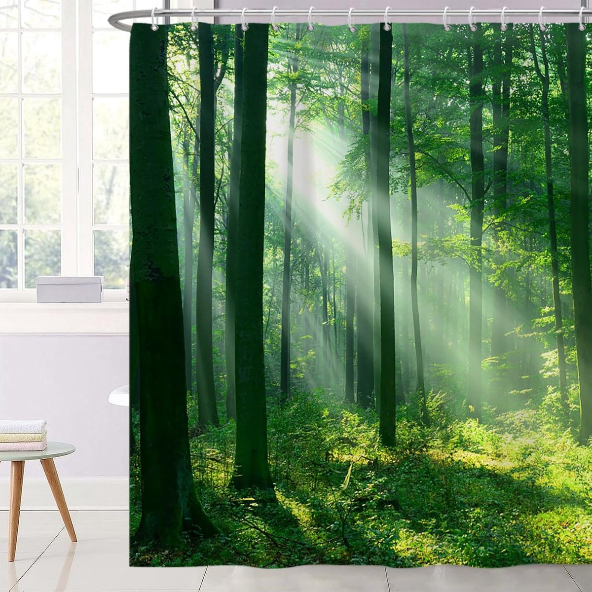 Douchegordijn 180x180cm - Polyester - Schilderachtig Regenwoud - Mildewbestendig en snel drogend - ShopVlot