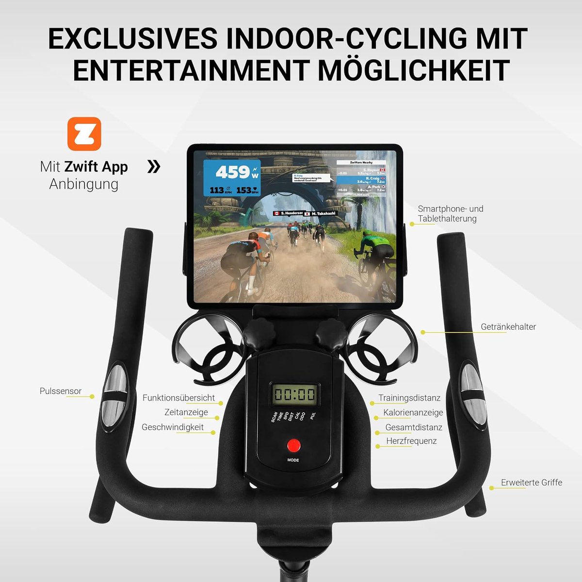 Indoor Cycling Bike 20kg vliegwiel - Ergometer - Bluetooth app - Thuis trainen - ShopVlot