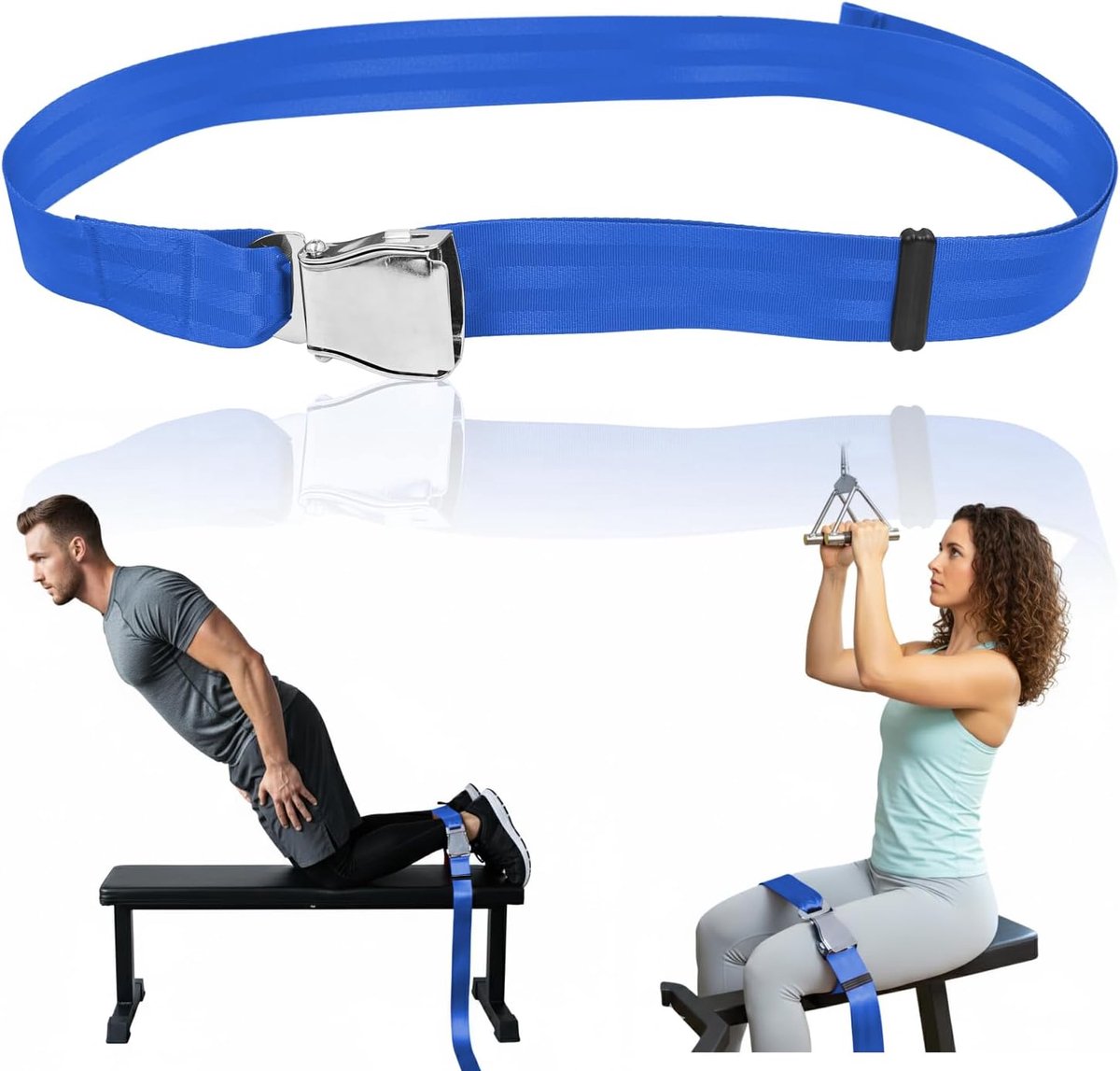 Nordic curl strap verstelbaar - metalen gesp - extra lange band - optimale ondersteuning voor hamstring en benen - ShopVlot