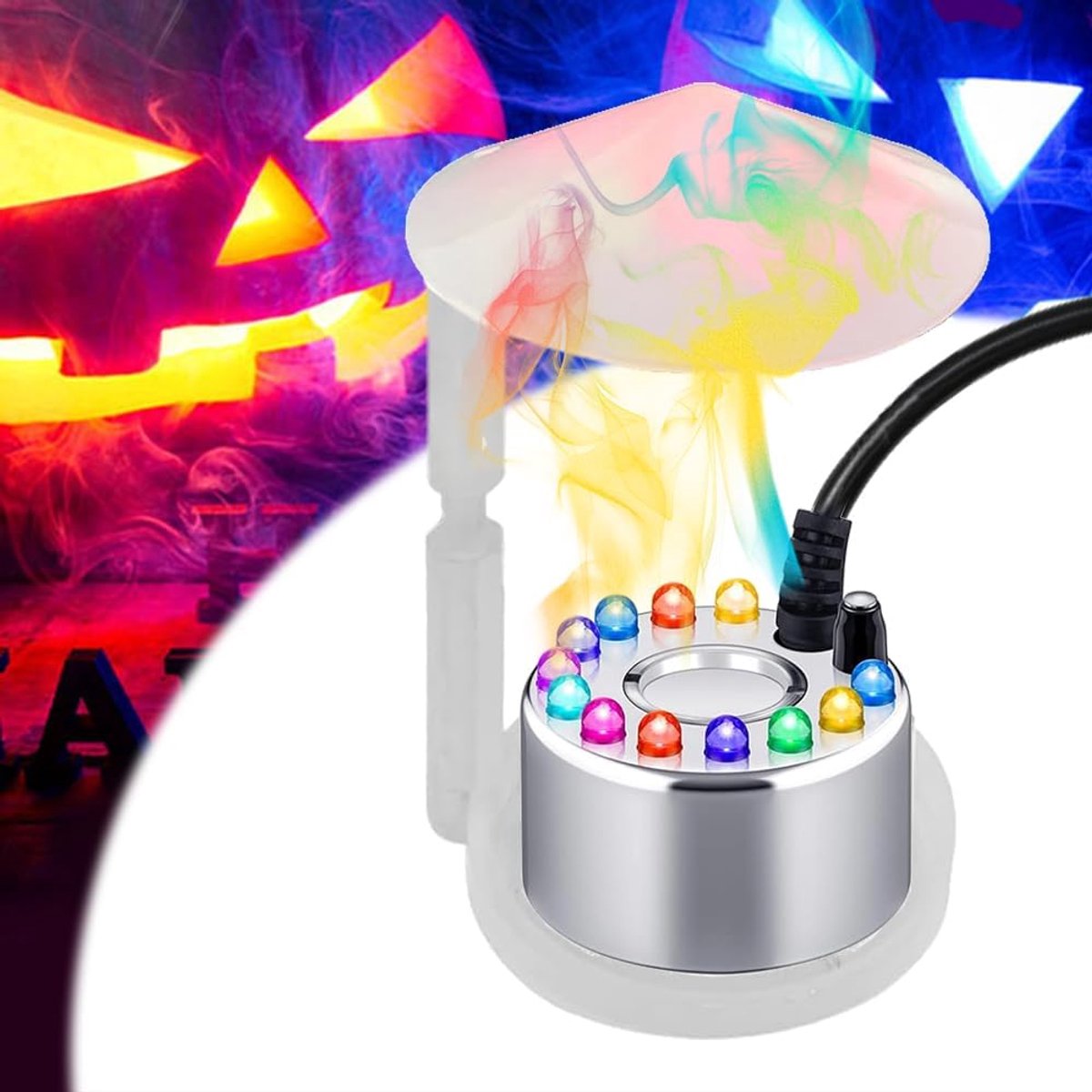 Ultrasone nevelmaker mini Halloween - pompoen met afneembare spatschermer - 12 kleurrijke LED-lampen - ShopVlot