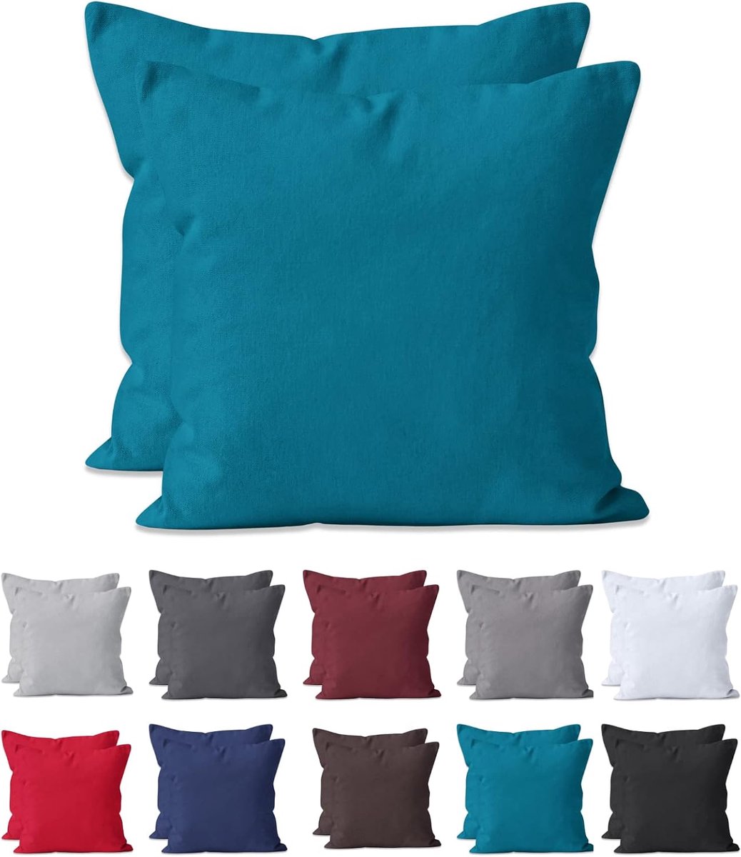 Kussenhoezen set van 2 - 80 x 80 cm - katoen renforcé - Oeko-Tex® gecertificeerd - zacht en stijlvol - ShopVlot