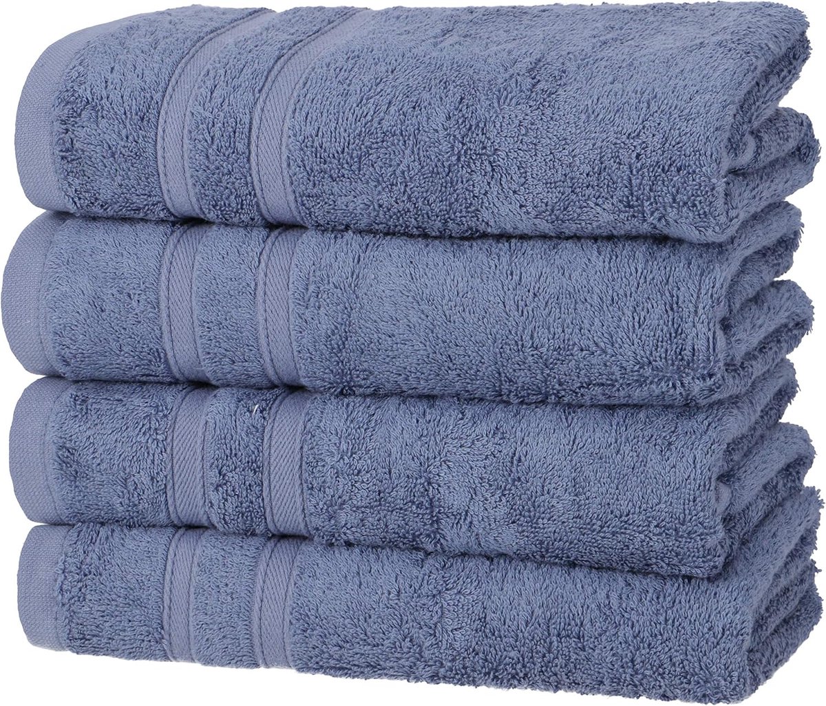Handdoeken set 4-delig - rookblauw - 50% bamboe en 50% katoen - huidvriendelijk - ideaal voor sauna - ShopVlot