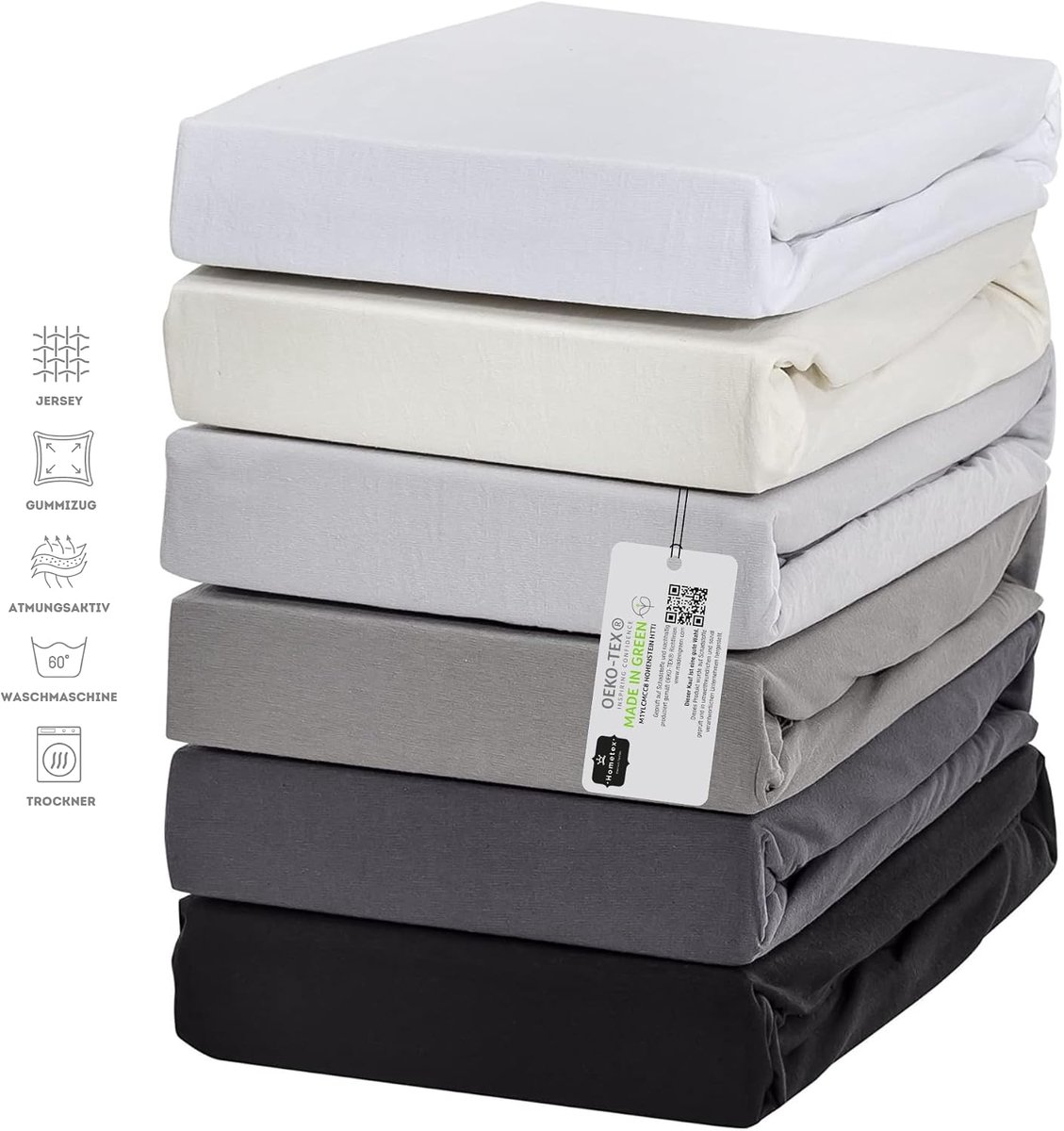 Fitted sheet 90 x 200 cm - katoen en elastaan - tot 26 cm matrashoogte - ademend en comfortabel - ShopVlot