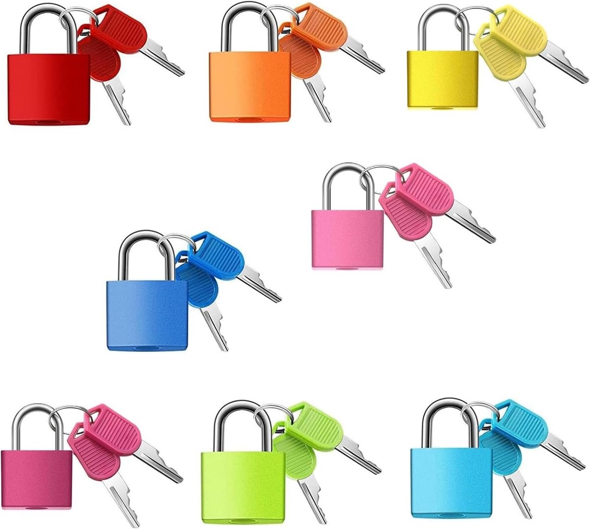 Mini hangslot 8 stuks - kleurrijk - stevig materiaal - ideaal voor reizen - ShopVlot